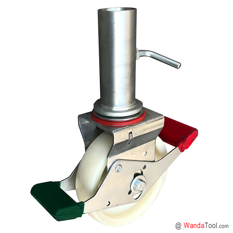 European tube stem scaffold caster with white nylon wheel